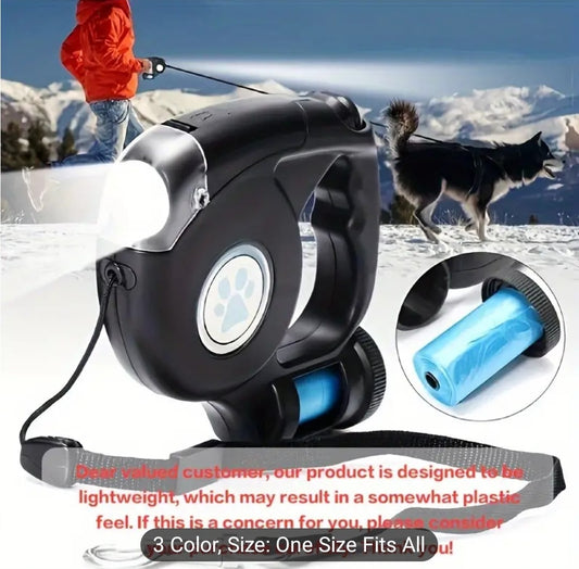 3 in 1 Dog Leash with Light and Poop Bag